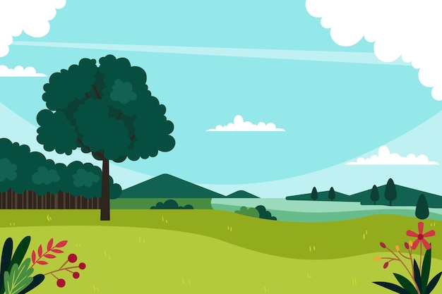 Free Vector flat design spring landscape illustrated