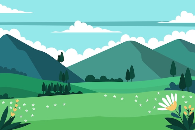 Free Vector flat design spring landscape illustrated