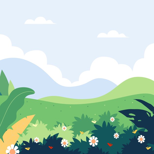 Flat design spring landscape