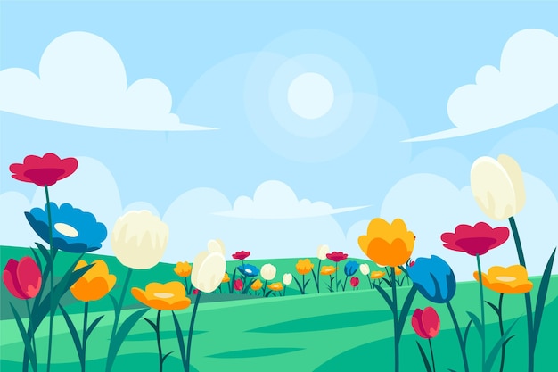 Flat design spring landscape