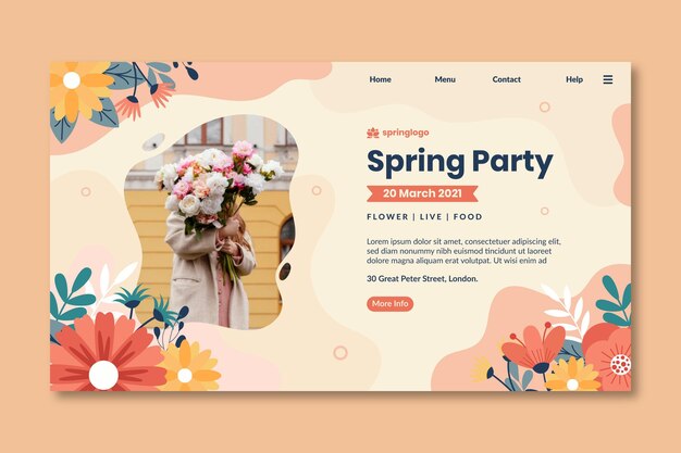 Free vector flat design spring and model landing page template