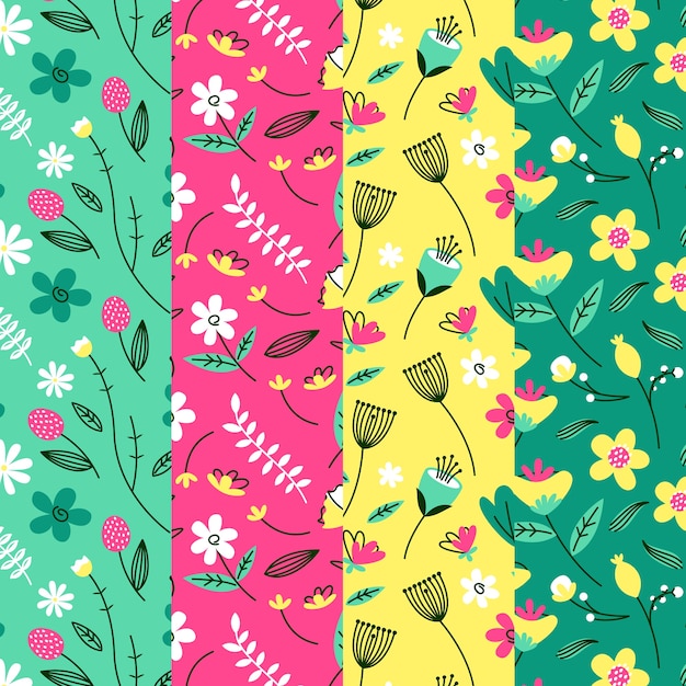 Free Vector flat design spring pattern collection