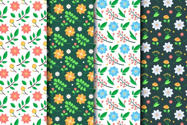 Flat design spring pattern collection