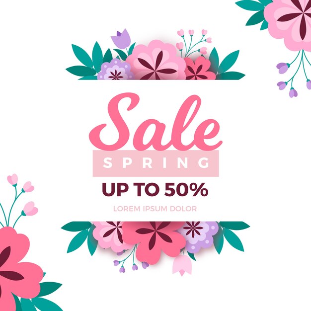 Flat design spring sale banner