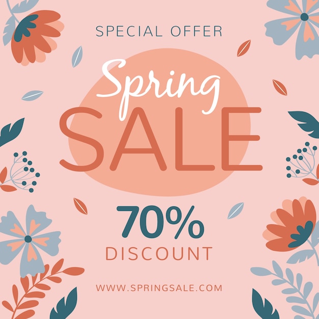 Flat design spring sale concept