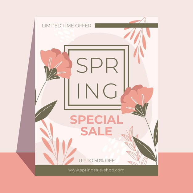 Flat design spring sale flyer template