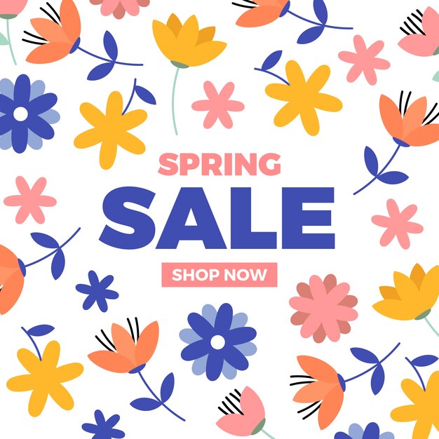 Flat design for spring sale offers