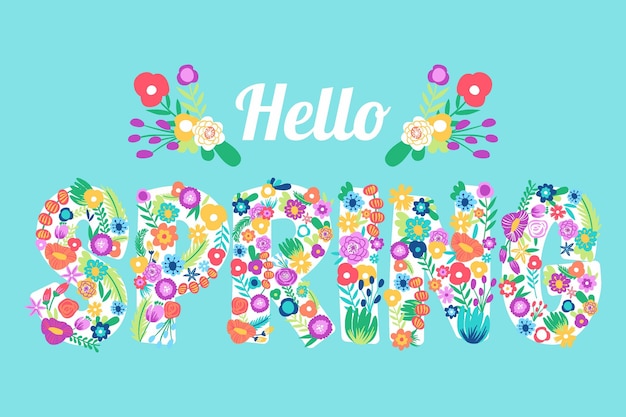 Free Vector flat design spring wallpaper with flowers