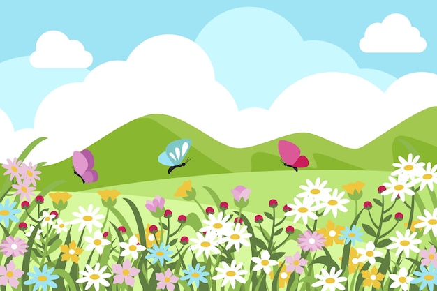 Flat design spring wallpaper