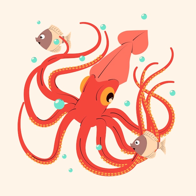 Flat design squid illustration