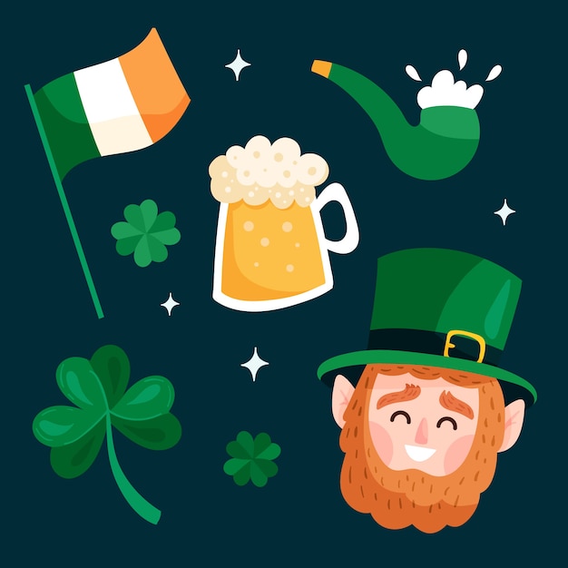 Free Vector flat design st. patrick's day element collection