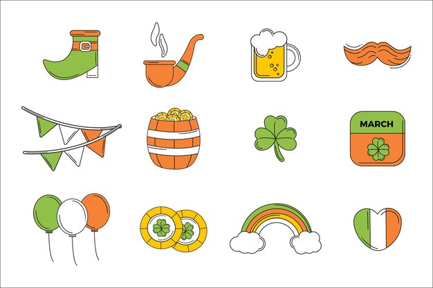 Flat design st. patrick's day element set