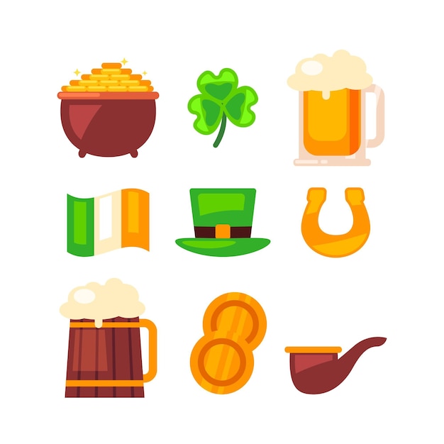 Flat design st. patrick's day elements