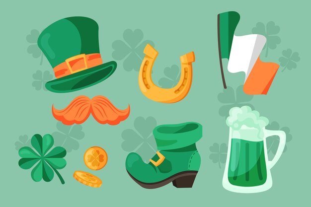 Flat design st. patrick's day elements