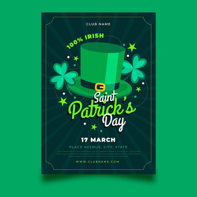 Flat design st. patrick's day flyer template