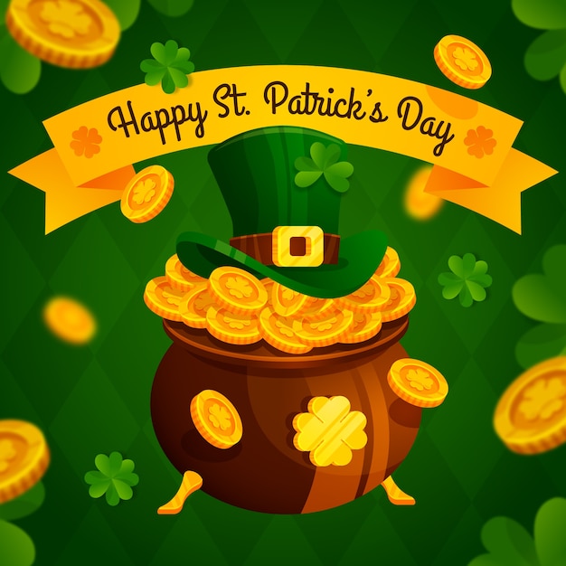 Flat design st. patrick's illustration with golden coins