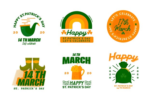 Flat design st. patricks day badge collection