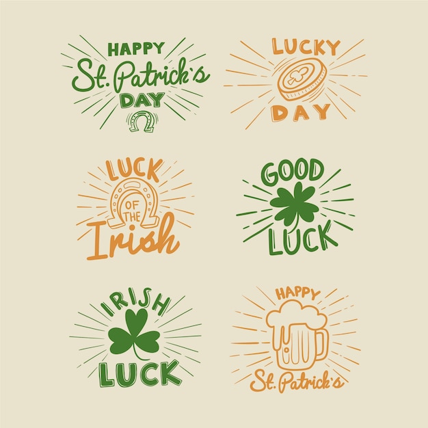 Flat design st patricks day badge collection