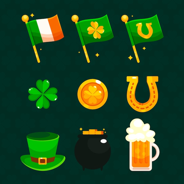 Flat design st. patricks day element collection concept