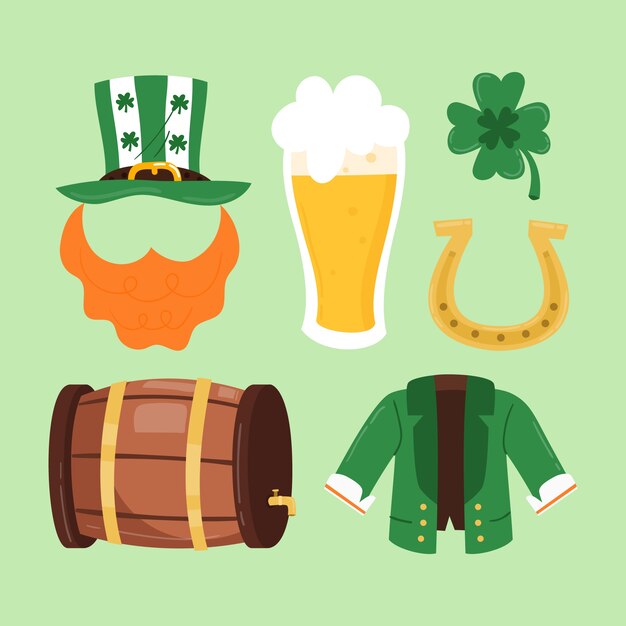 Flat design st patricks day element collection