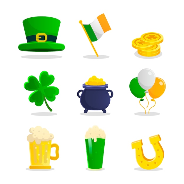 Flat design st. patricks day element collection