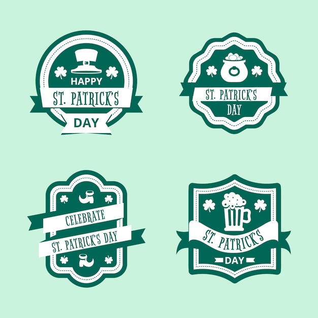 Flat design st. patricks day label collection concept