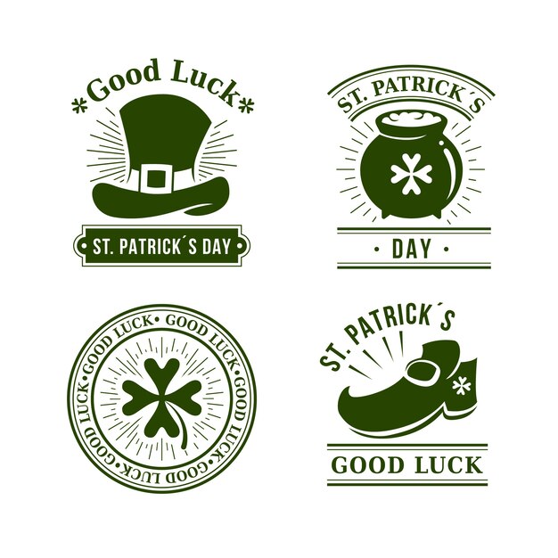 Flat design st. patricks day label collection theme