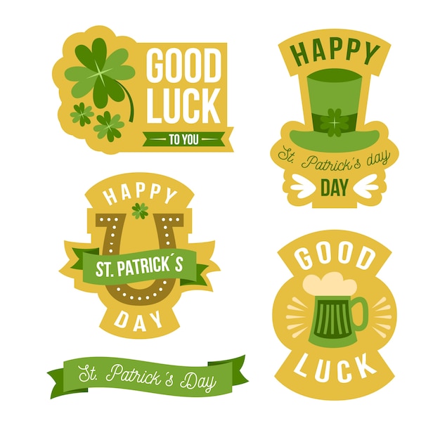 Free Vector flat design st. patricks day label collection