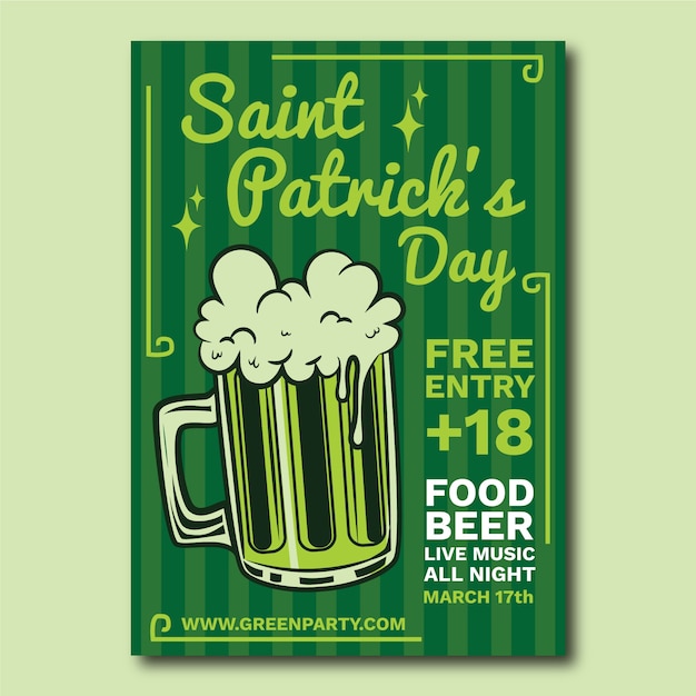 Flat design st. patricks day poster template concept