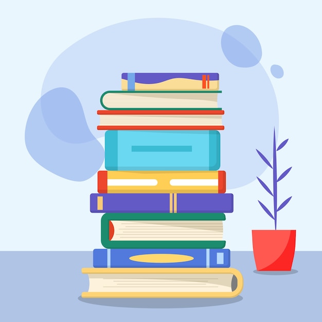 Free Vector flat design stack of books illustration