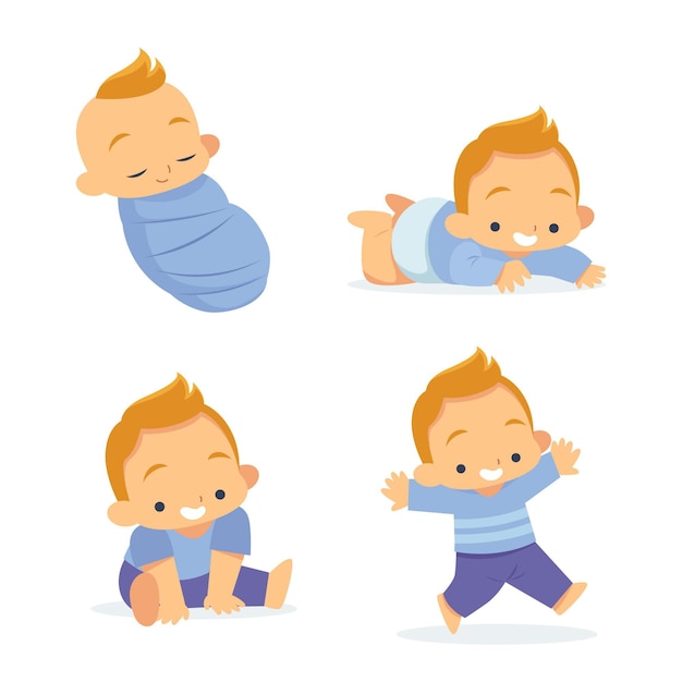 Free Vector flat design stages of a baby boy illustration