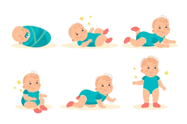 Free Vector flat design stages of a baby boy illustration