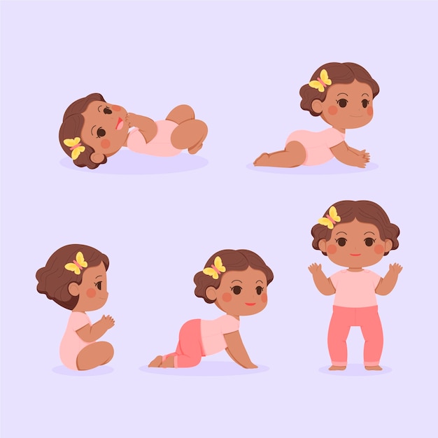 Free Vector flat design stages of a baby girl illustration