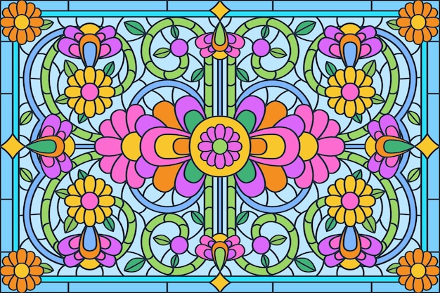 Free Vector flat design stained glass background