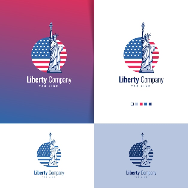 Free Vector flat design statue of liberty logo