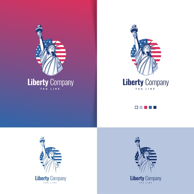 Free Vector flat design statue of liberty logo