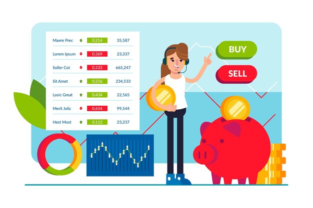 Flat design stock market concept