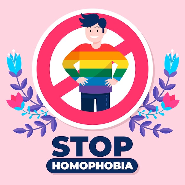 Flat design stop homophobia concept illustration