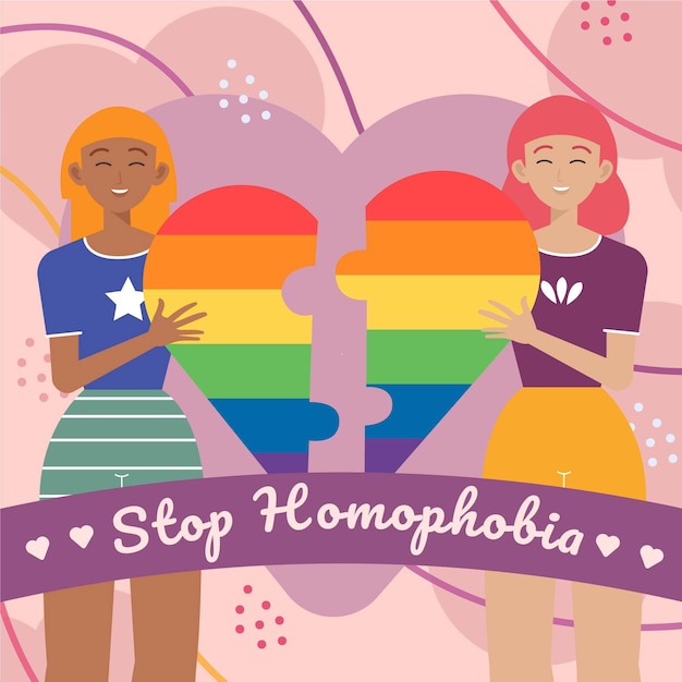 Flat design stop homophobia queer people