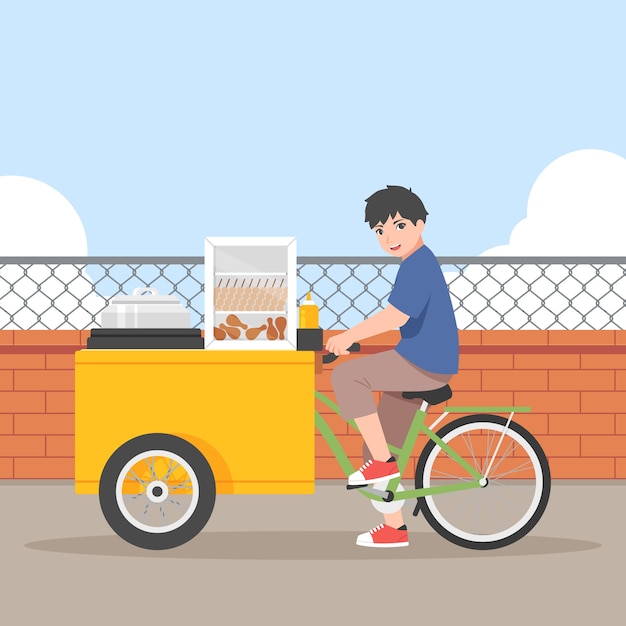 Free Vector flat design street food market illustration