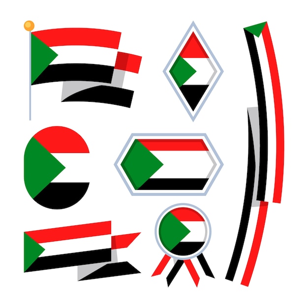 Free Vector flat design sudan national emblems