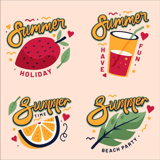 Free Vector flat design summer badges collection