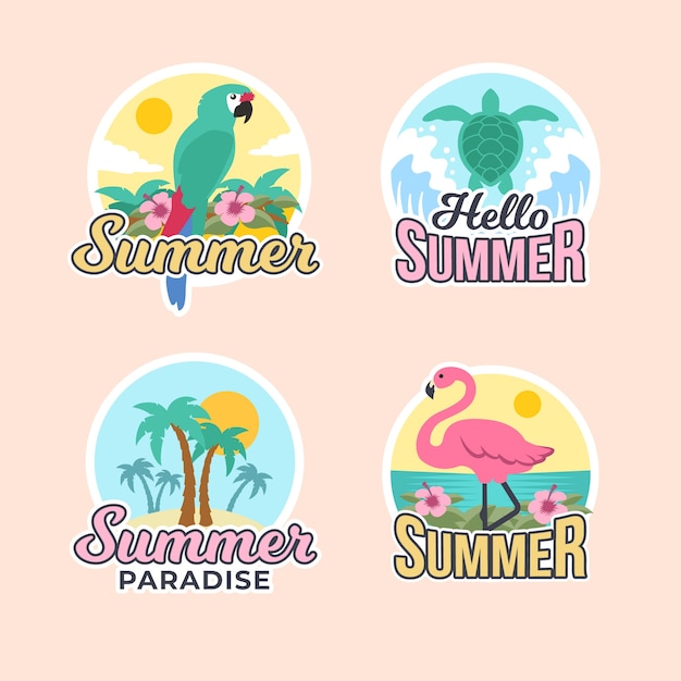 Free Vector flat design summer badges