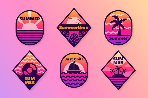 Free Vector flat design summer badges