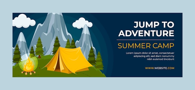 Flat design summer camp facebook cover