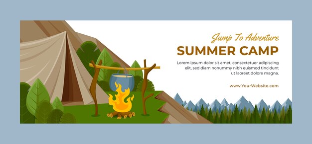 Flat design summer camp template