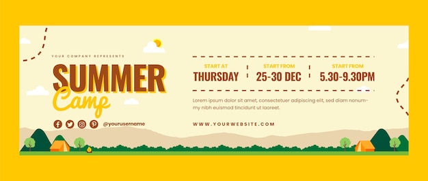 Flat design summer camp twitter header