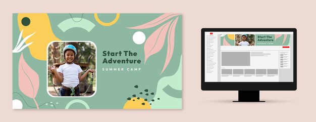 Flat design summer camp youtube channel art