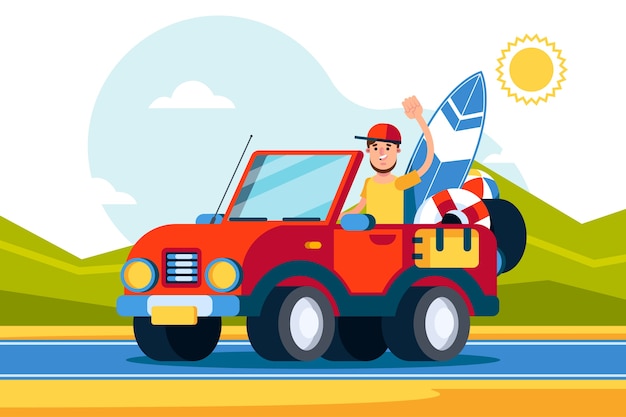 Free Vector flat design summer car illustration