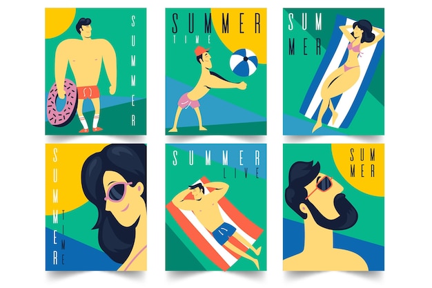 Free Vector flat design summer cards